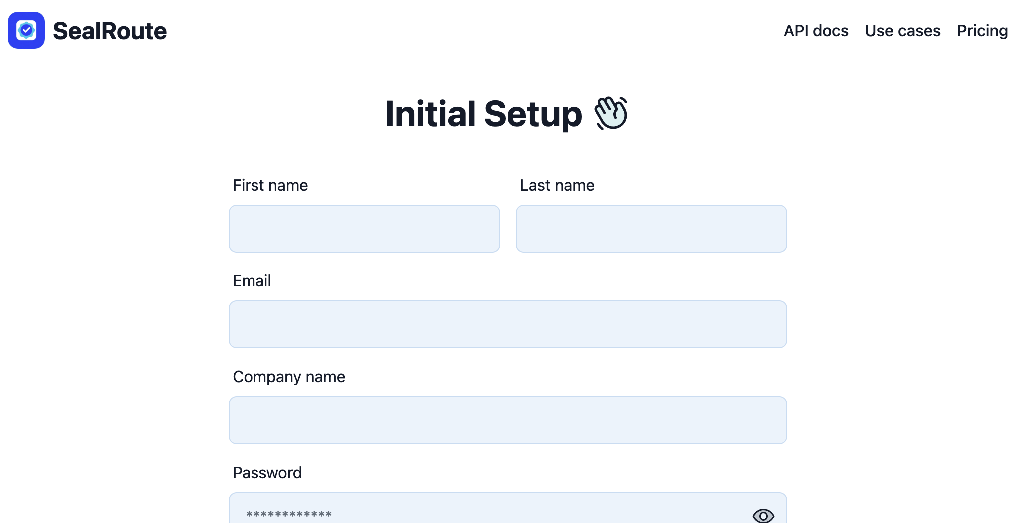 Empty SealRoute /setup form